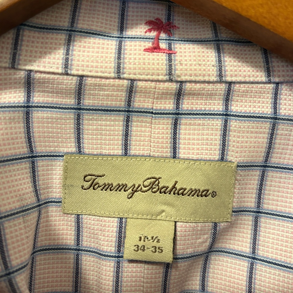 Tommy Bahama custom Pink and Blue Checkered Shirt with Button Cuffs